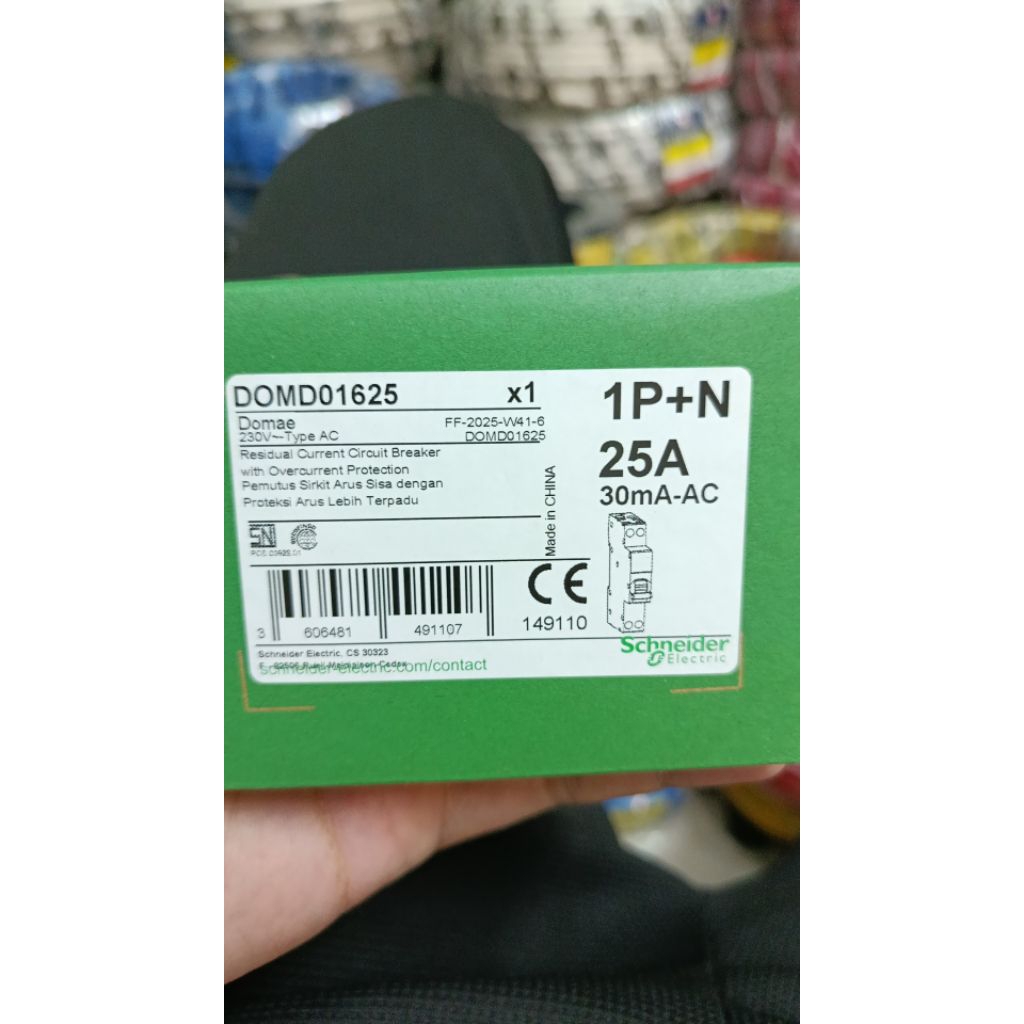 RCBO /RCCB DOMAE SCHNEIDER 1P+N c25a original