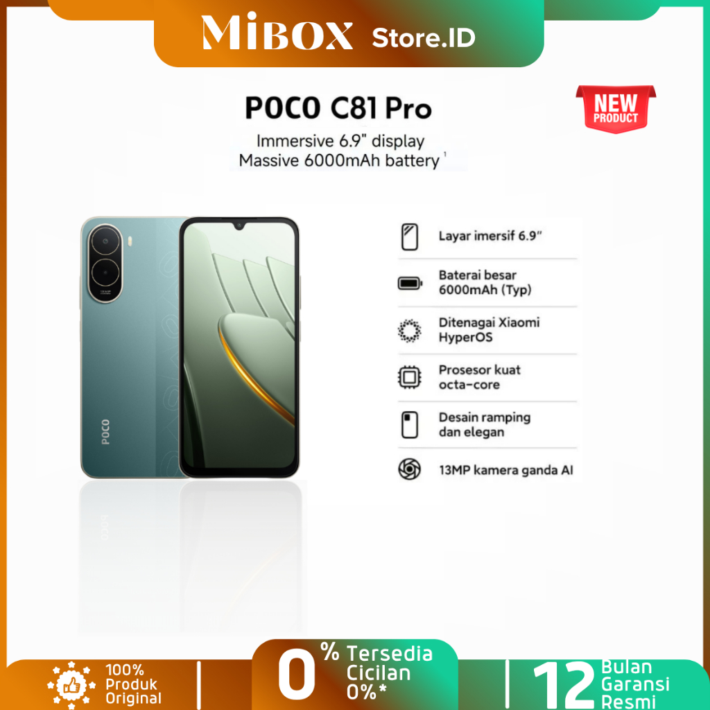 Poco C81 Pro 4+64 | 4+128 GB | 6.9 inches | Unisoc T7250 Android 15 Fingerprint 6000 mAh New Resmi