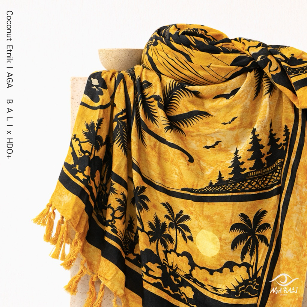 Kain Pantai Bali Kelapa Series Grade B - Kuning .Home Dress Bali