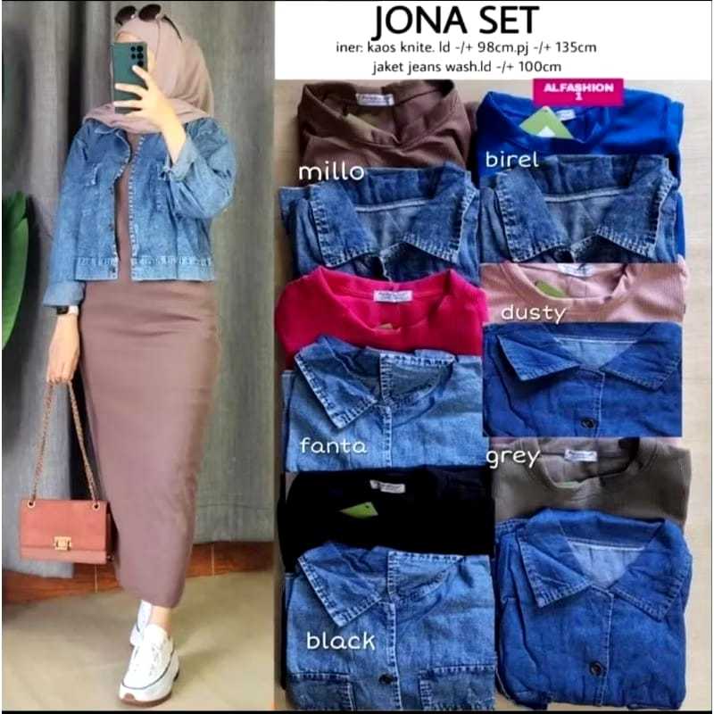 SETELAN JAKET JEANS CROP DAN DRES INNER ONE SET DRESS OUTER JEANS CROP