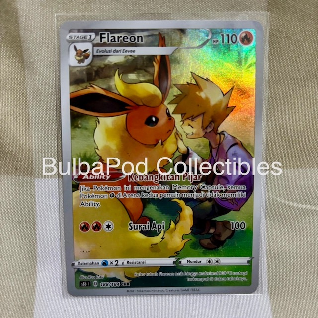 Pokemon TCG Indonesian Flareon S8b 188/184 CHR VMAX Klimaks