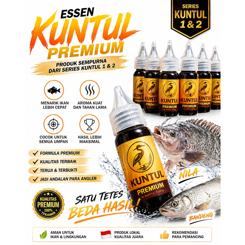 Essen KUNTUL PREMIUM Umpan Mancing Gacor Aroma Pemikat Perangsang Penarik Semua Jenis Ikan Air Tawar