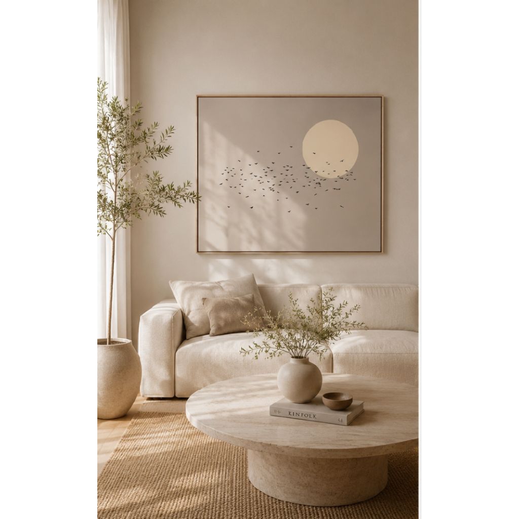 LUKISAN MINIMALIS MODERN BULAN ( INCLUDE FRAME )