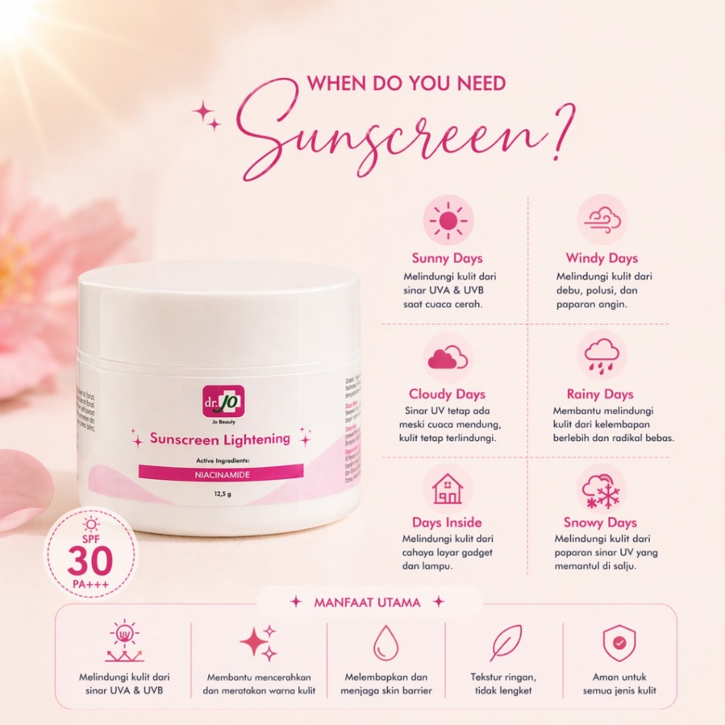 SUNSCREEN WHITE NC PUTIH | SUNSCREEN LIGHTENING NC | SUNSCREEN SPF 30 | JO BEAUTY SKINCARE