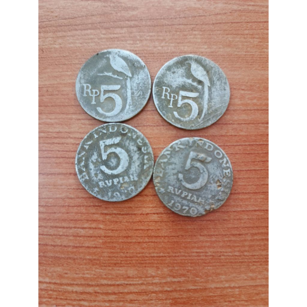 koin 5 rupiah seri burung tahun 1970