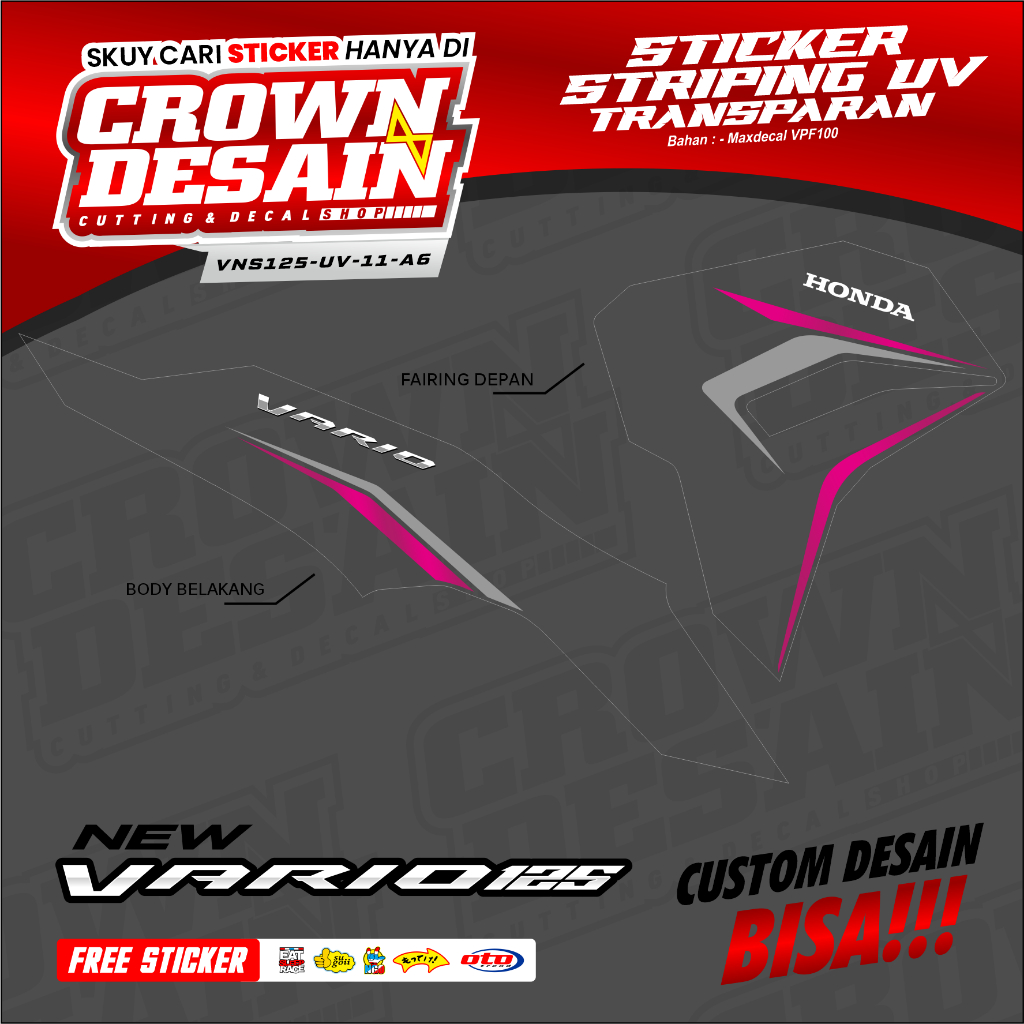 STIKER STRIPING TRANSPARAN UV VARIO NEW 125 2023 LIS ORIGINAL  - STRIPING TRANSPARAN VARIO 125 NEW 2