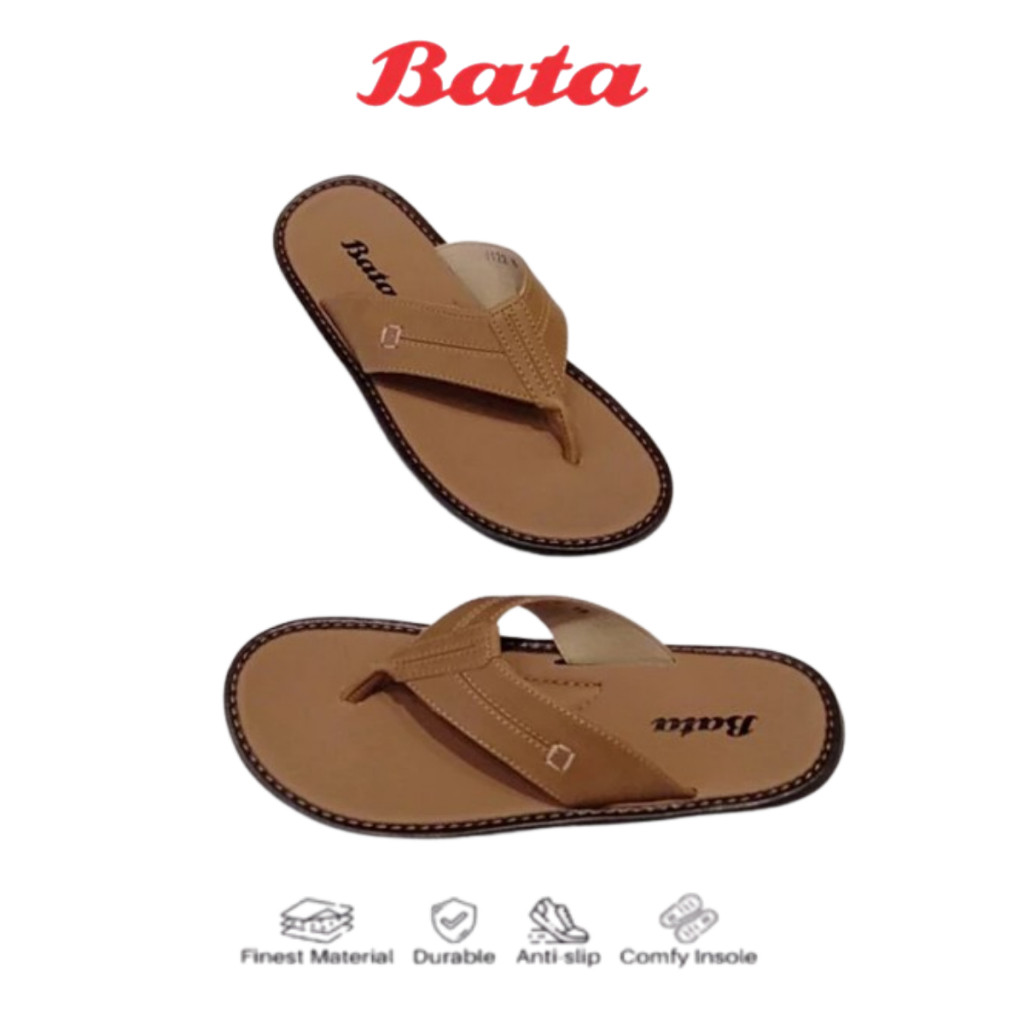 Sandal Bata Original 100% Sendal Pria Model Jepit Kekinian Warna Tan