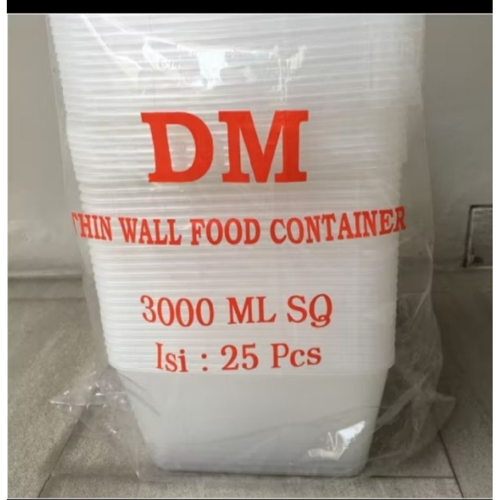 THINWALL DM 3000 ML SQ(25 pcs) ISI 25 Set -Thinwal Persegi 3000 SQ - Thinwal Kotak 3000 SQ