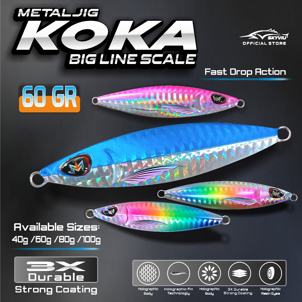 Umpan Metal Jig 60 Gram SKYVIU KOKA Hologram Garis Metal Jig Killer 60g 60 g 60 gr 60gr 60gram 60grm