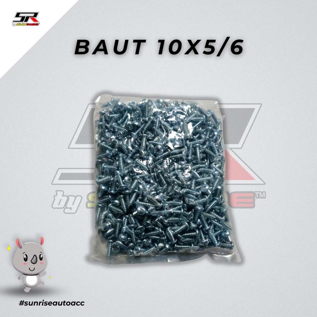 1PCS Baut 10X5/6 CHROME Baud bolt Baut 10 X 5/6 sekrup 10X5/6 TANPA MUR