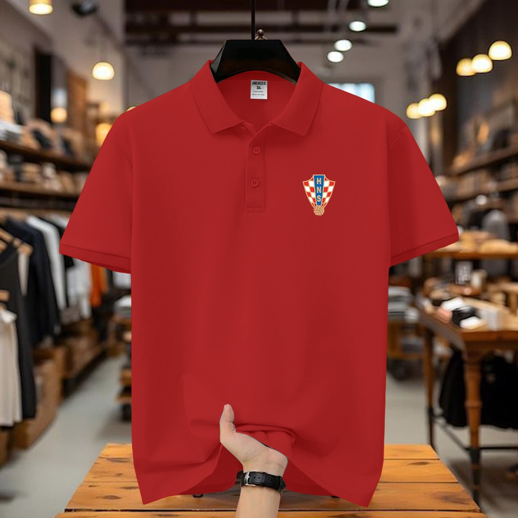 COD T-shrit Polo Bola kerah Croasia Logo Kaos Kerah Dewasa Shirt / Kaos Piala Dunia Wangki Pria Polo