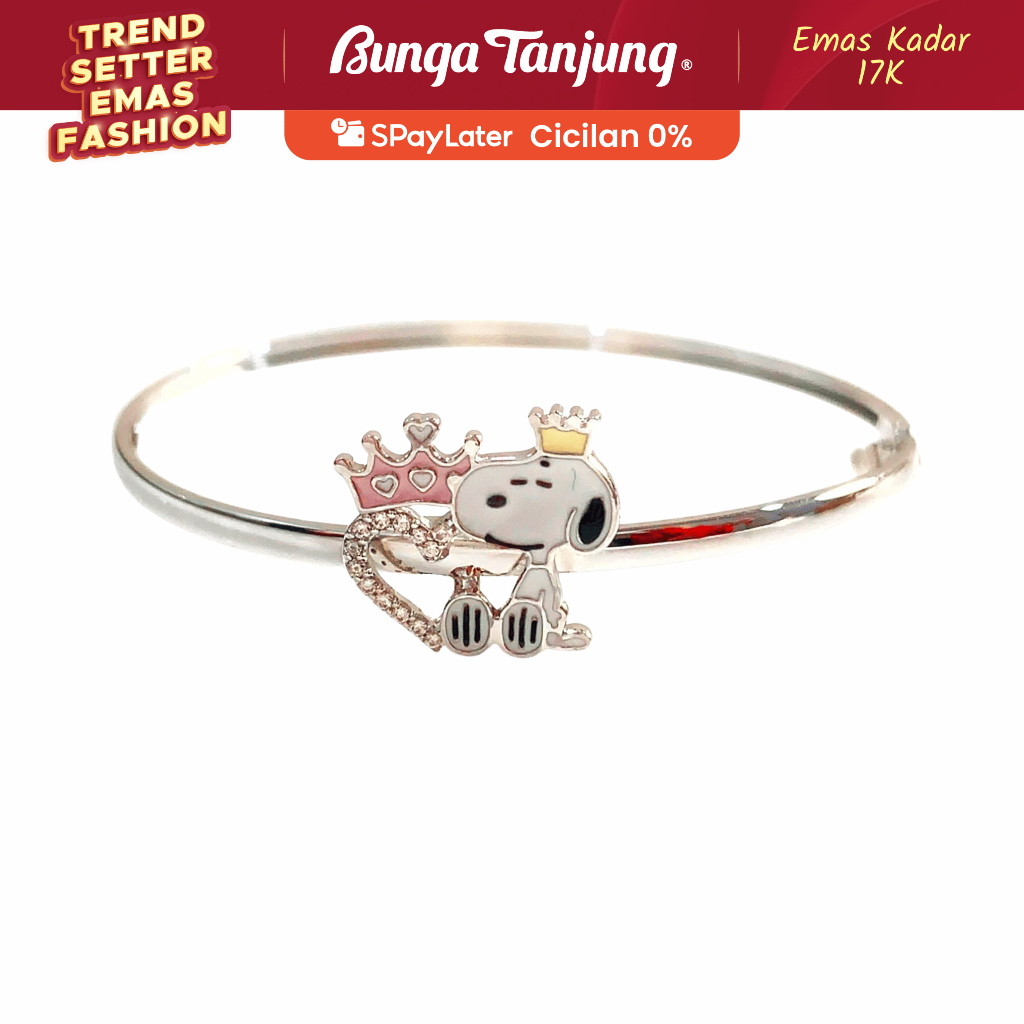 GELANG BANGLE KIDS ANAK SNOOPY CROWN - EMAS 17K - BUNGA TANJUNG GOLD