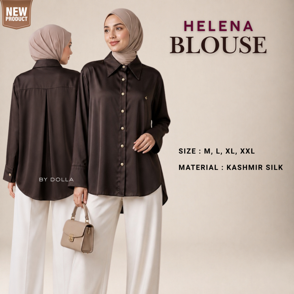 By Dolla - Helena Blouse - Baju Kemeja Wanita Muslim - Lembut Adem Dingin Minim Kusut Nyaman