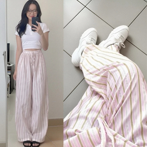 NRF - Everyday Stripe Pants Bangkok Celana Panjang Wanita Kulot Kantor Kuliah Motif Garis Pinstripe