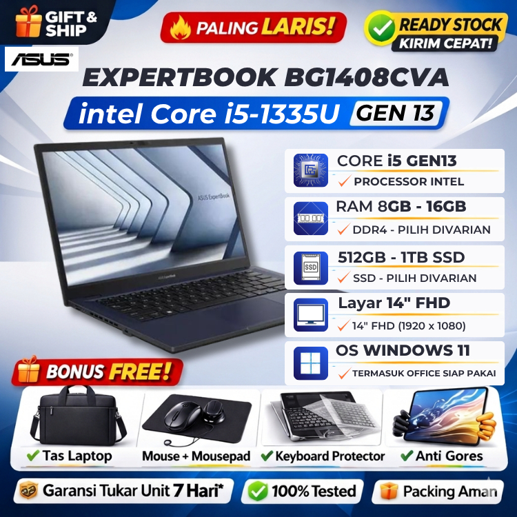 ASUS EXPERTBOOK BG1408CVA i5 1335U 16GB 512GB SSD Win11+Office 14"FHD
