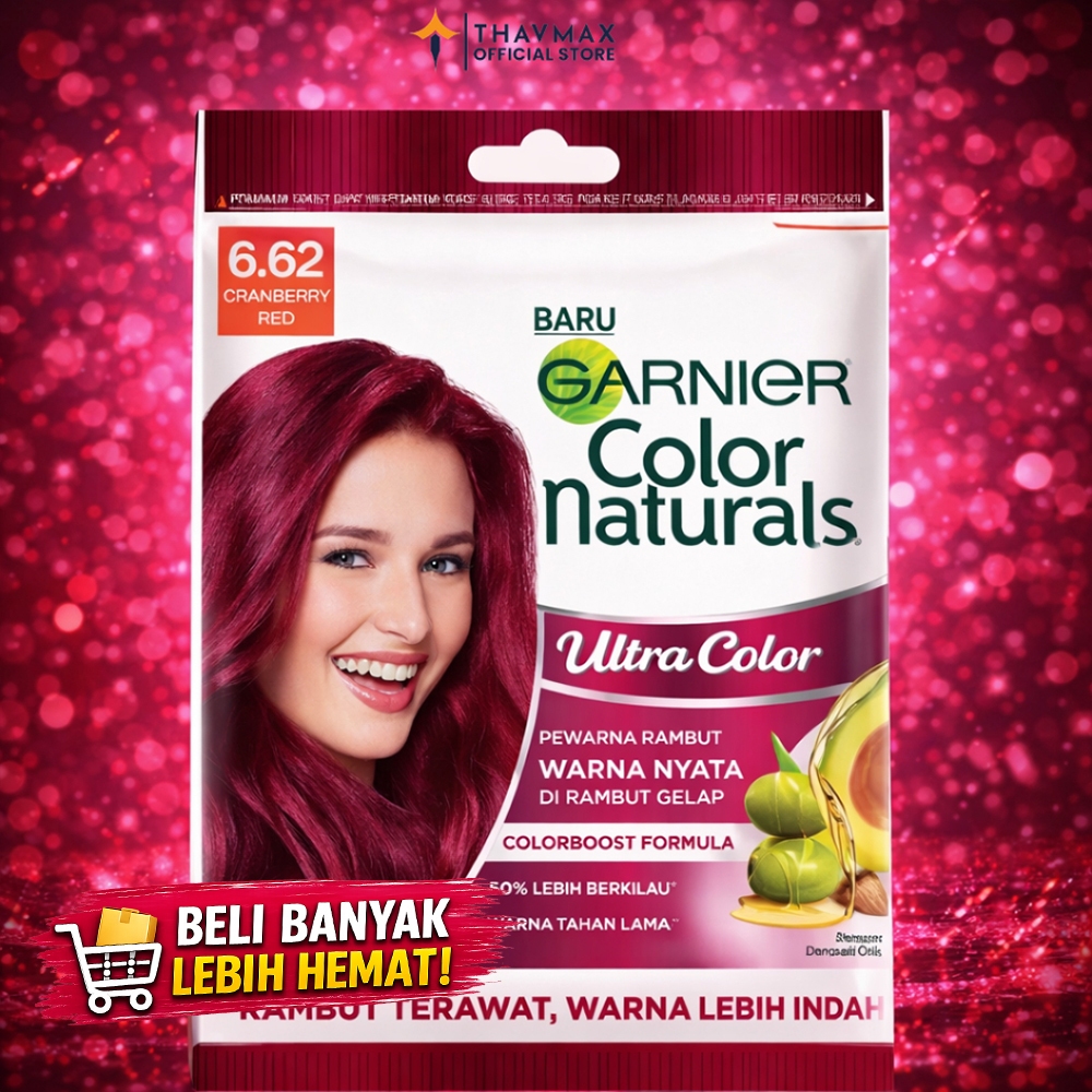 Garnier Color Naturals Ultra Color 6.62 Cranberry Red Pewarna Rambut Merah Cerah & Tahan Lama