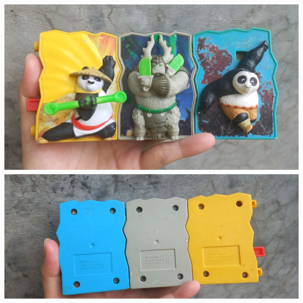 Mainan figure Kungfu Panda set 3pc blok Original McDonald Dreamworks LLC