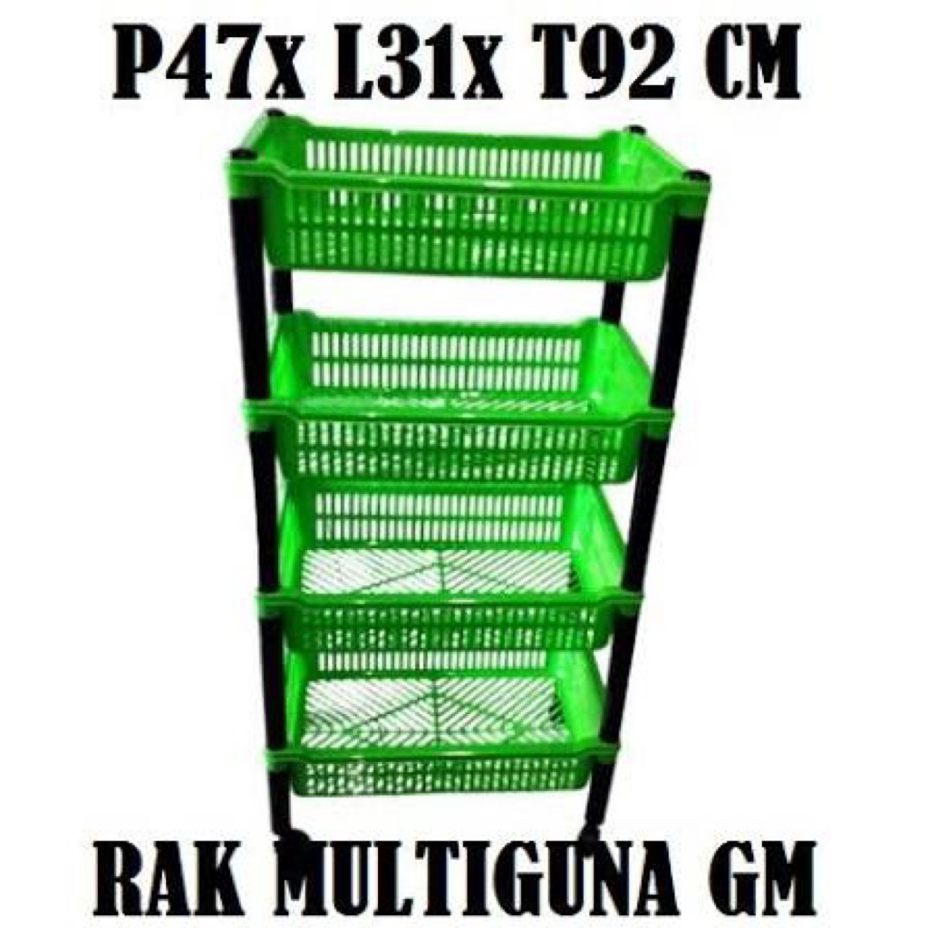 Rak SaLon Plastik Serbaguna Tingkat 4 Merek Gm + Roda