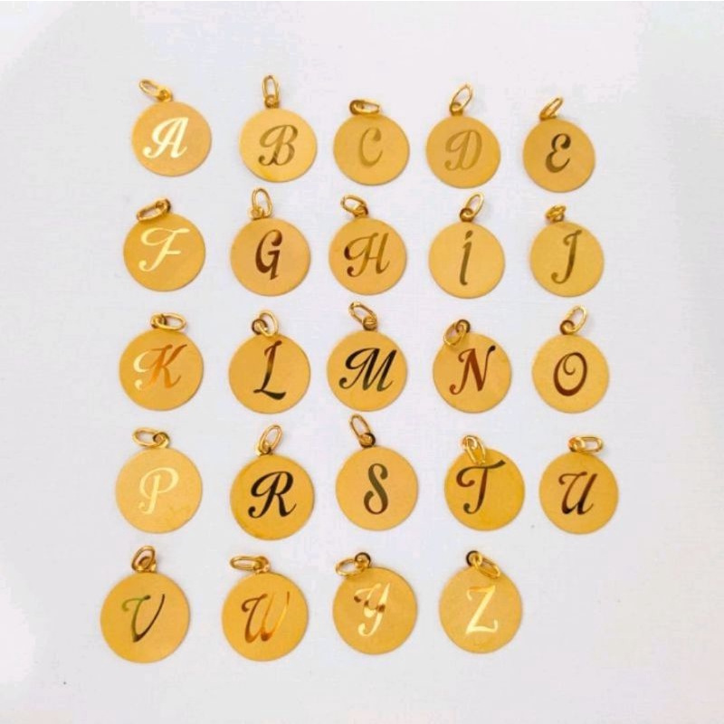 Liontin Koin Huruf elegant request huruf hadiah ultah liontin emas asli