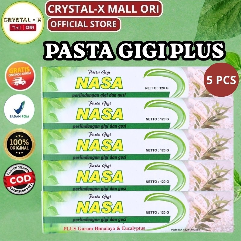 Original PGN Plus Pasta Gigi NASA Plus Garam Himalaya  Isi 5 Pcs Nafas Segar Gigi Putih BPOM