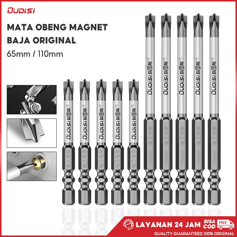 OUDISI mata obeng magnet baja original 65mm 110mm alat listrik profesional