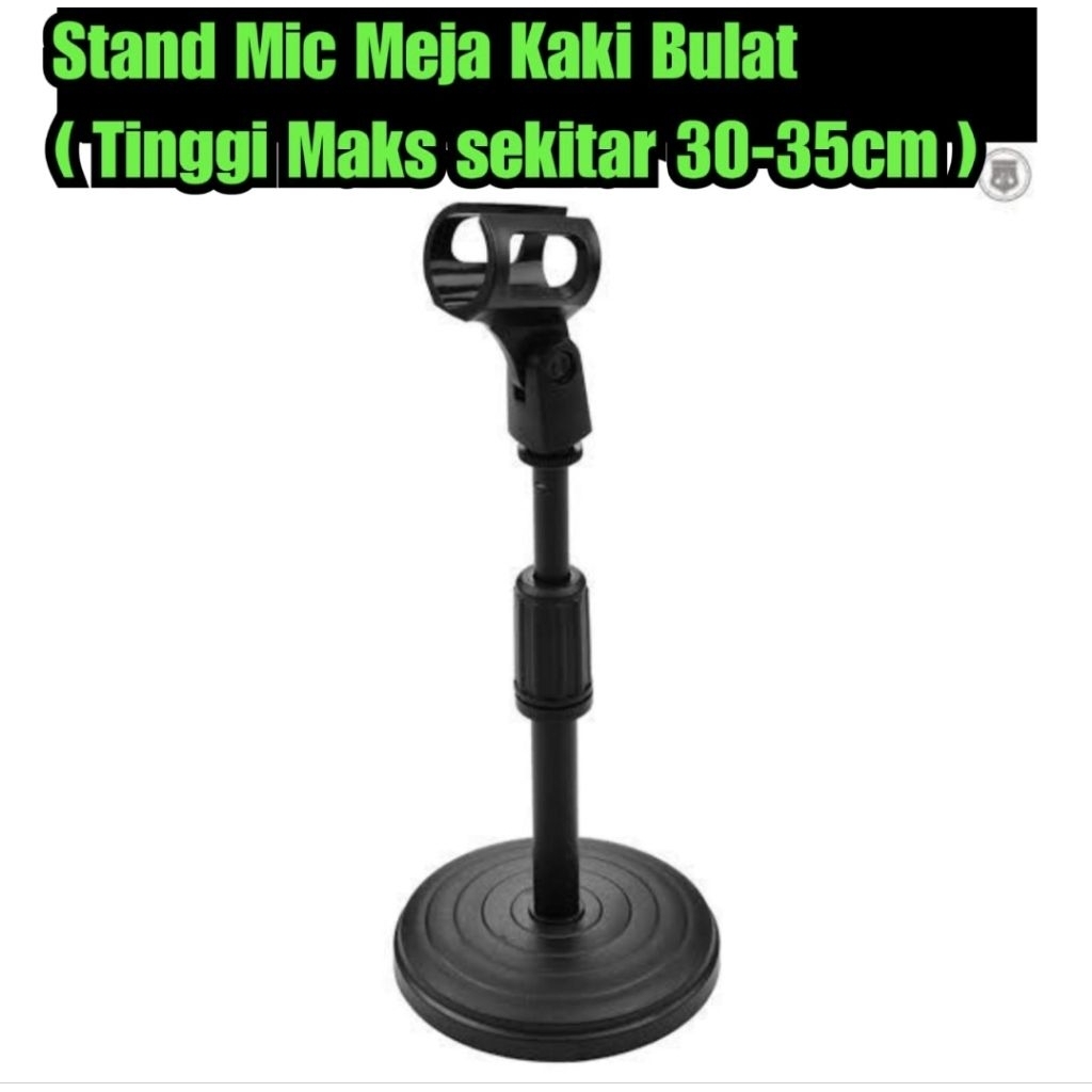 Stand Mic Kaki Bulat Dudukan Mic Pendek adjustable