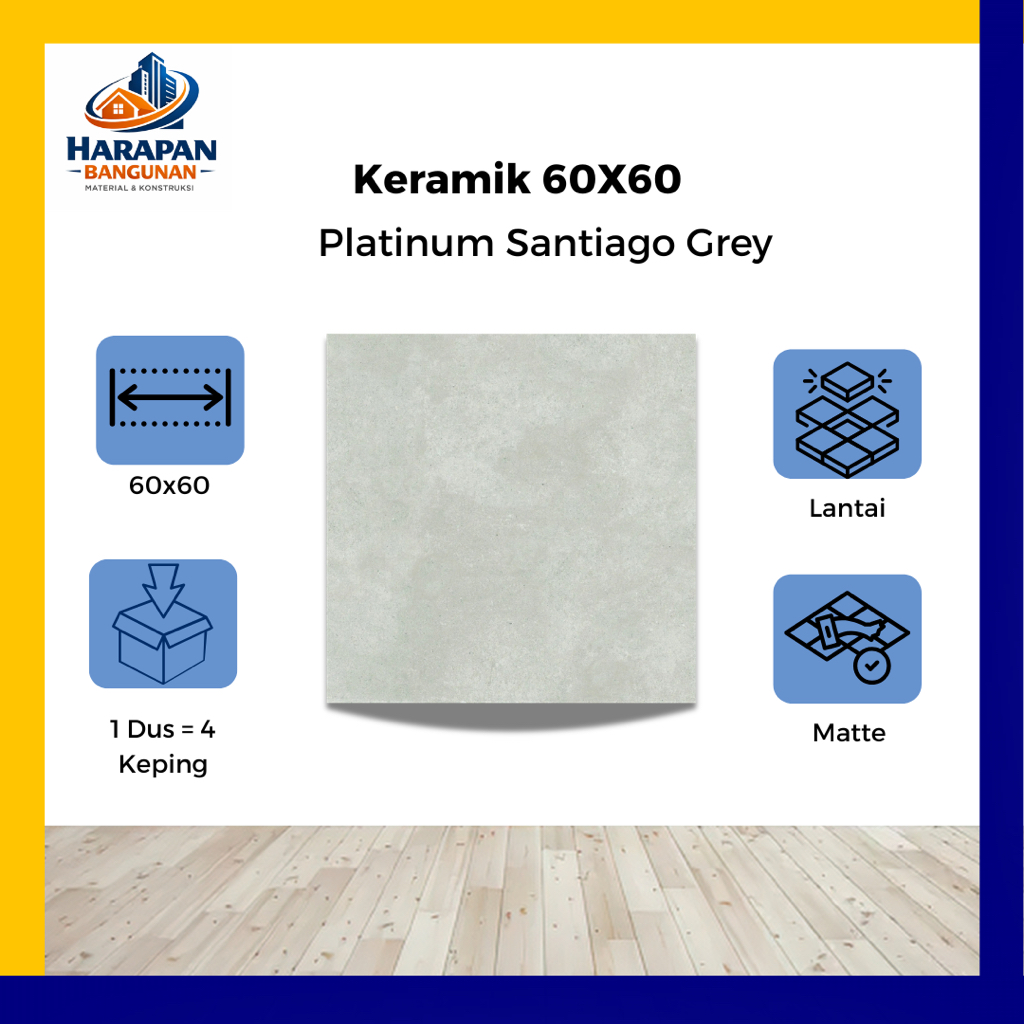 Keramik Lantai 60x60 Abu Abu Platinum Santiago Grey