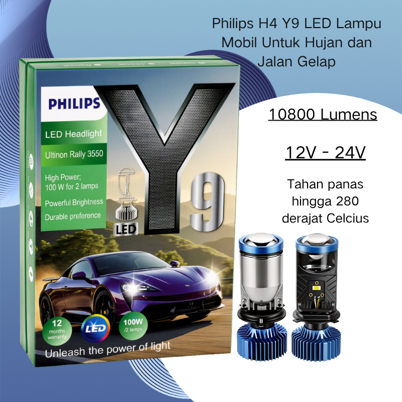 Philips LED H4 Y9 Lampu Mobil Soket H4
