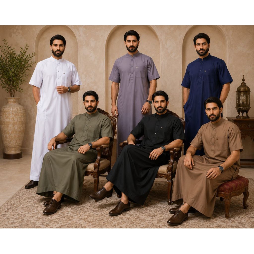 Egypt Muslim-Thobe/Gamis/Jubah/Pria/Dewasa/Saudi/Elegan/Daily/Ringan/Polos/Basic/Casual