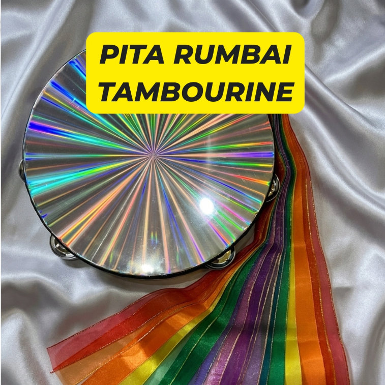 Pita Tamborine Gereja Rumbai Rebana Tassel Tali Tari Tamborine Hologram