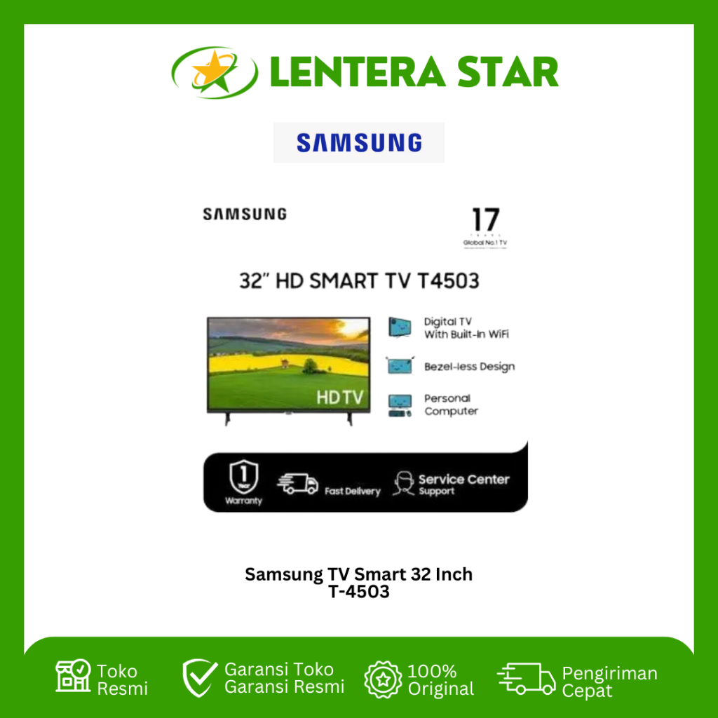 SAMSUNG TV SMART 32 T4503 Smart LED TV 32 Inch HD TV UA32T4503
