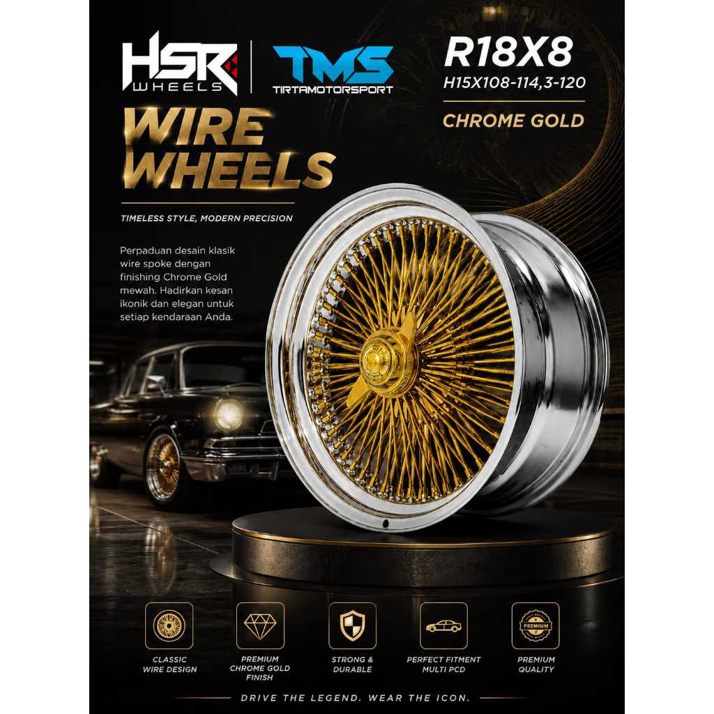 VELG HSR WIRE WHEELS R18X8 II BIKIN TAMPILAN MOBIL MKIN IKONIK DAN ELEGAN