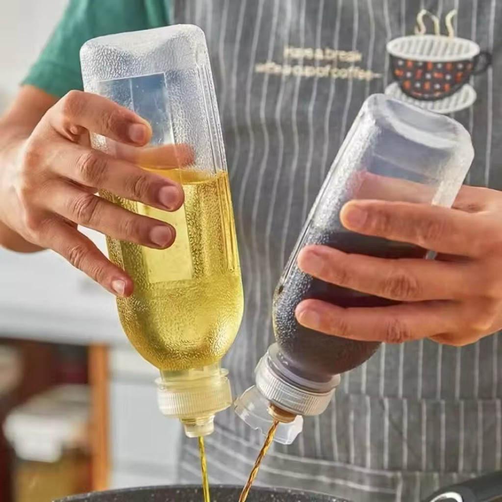 Botol Fliptop untuk Minyak Makan Kecap Saos Saus Madu tomat Bumbu Cair Dapur Plastik bentuk Kotak Se