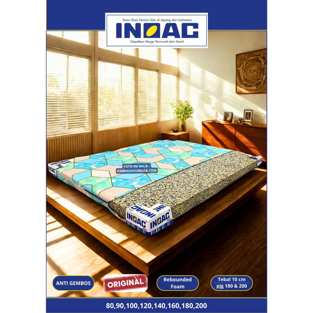 Garansi 10 Tahun , Kasur Busa REBONDED INOAC D 55 ORTHOPEDIC 120x200x10 / 120x180x10 ANTI GEMBOS DEN