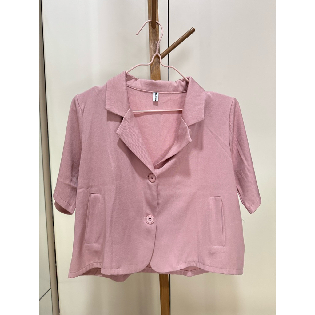 preloved blazer pink lengan pendek
