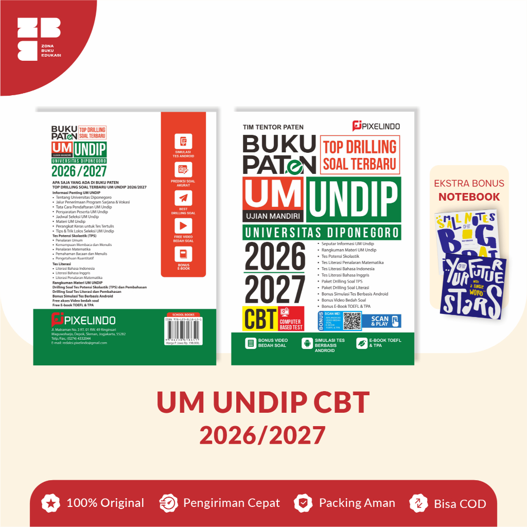 BUKU PATEN UM UNDIP 2026/2027 -  PREDIKSI + LATIHAN SOAL TERBARU UM UNDIP 2026 - FREE VIDEO BEDAH SO