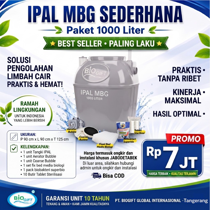 IPAL MBG BIOGIFT 1000-6000 Liter | Pengolahan Limbah Dapur MBG