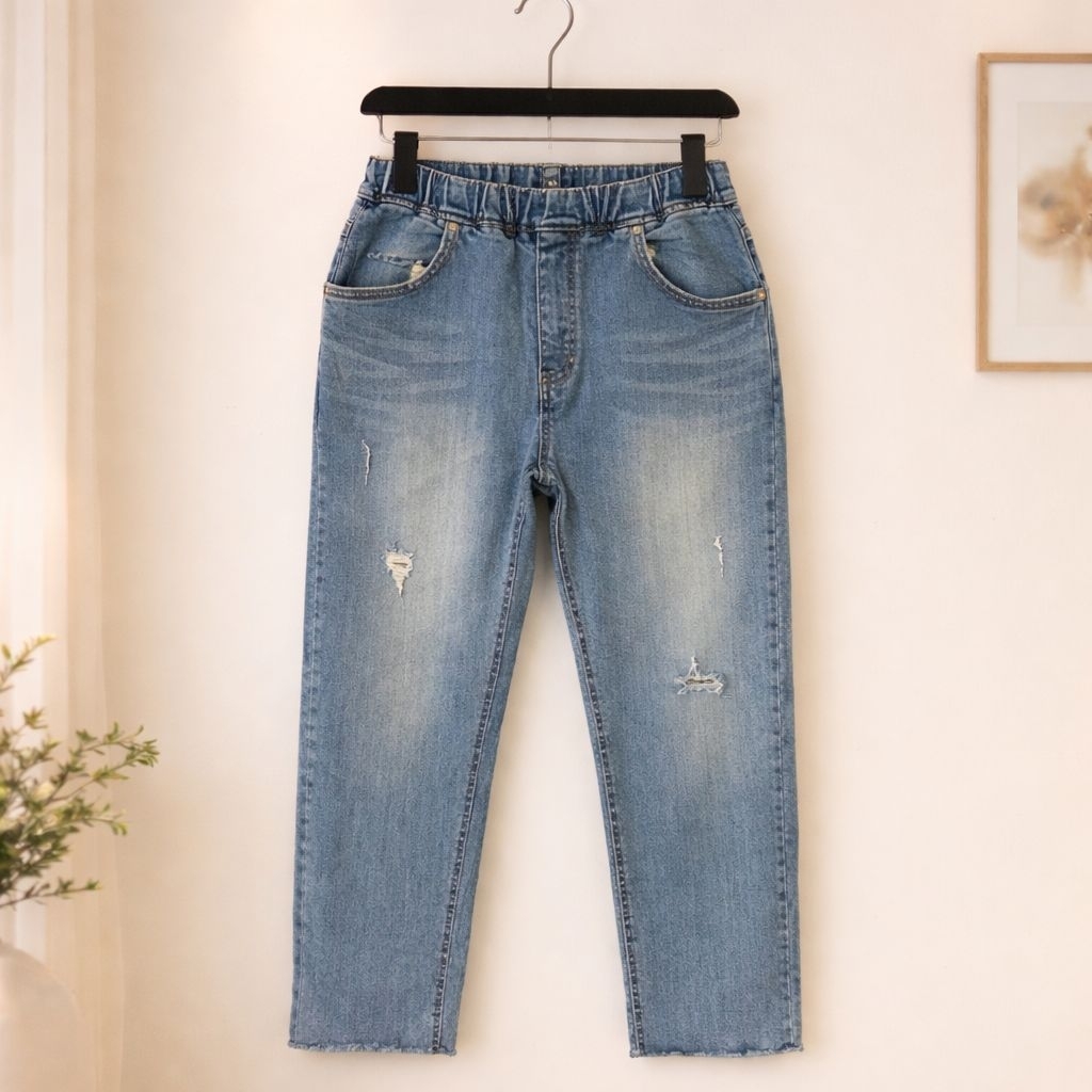 Celana Jeans Wanita THE RUBY Ripped Denim Premium - Stretch Import Sisa Butik