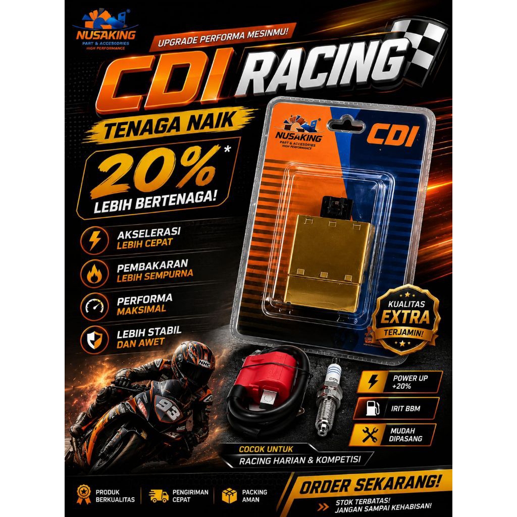PAKET UPGRADE CDI RACING JUPITER Z MIO 5TL MIO LAMA CDI RACING KOIL RACING DAN BUSI RACING