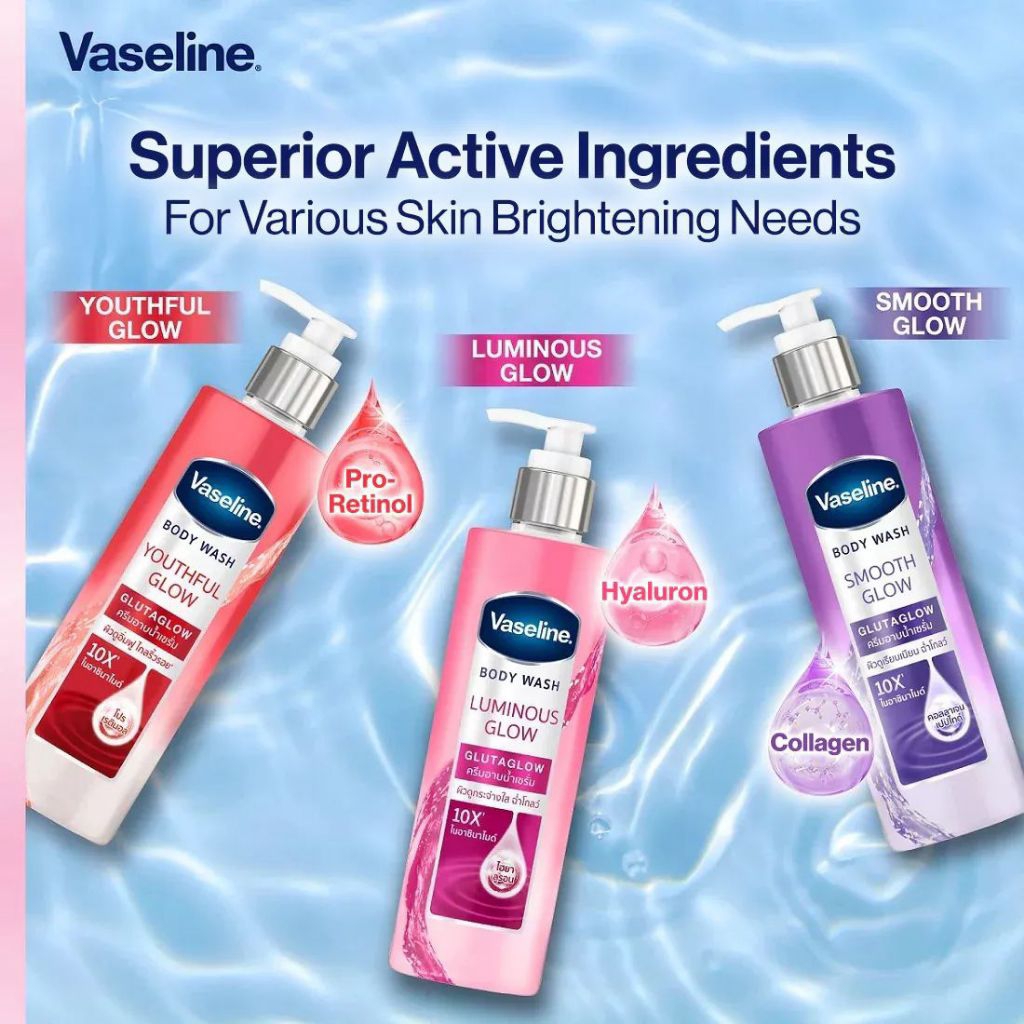 VASELINE 425 ml Glutaglow Youthful Luminous Smooth Glow Sabun Mandi Cair Body Wash Foam Soap