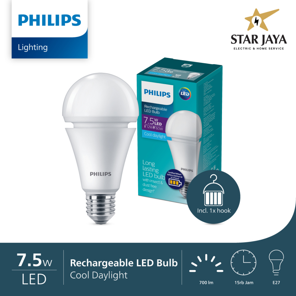 Philips Rechargable LED Bulb~Lampu Emergency/Lampu Magic 7,5W, 9W dan 13Watt (Otomatis Menyala Saat 
