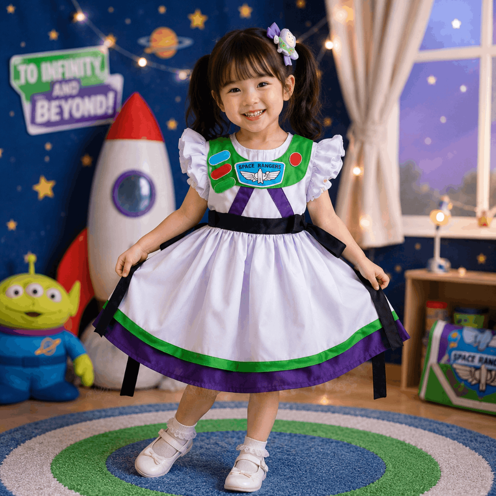 Custom Dress Buzz Toy Story Kostum Buzz Girl Dress Anak Cewek Inspirasi Buzz Lightyear yang Imut