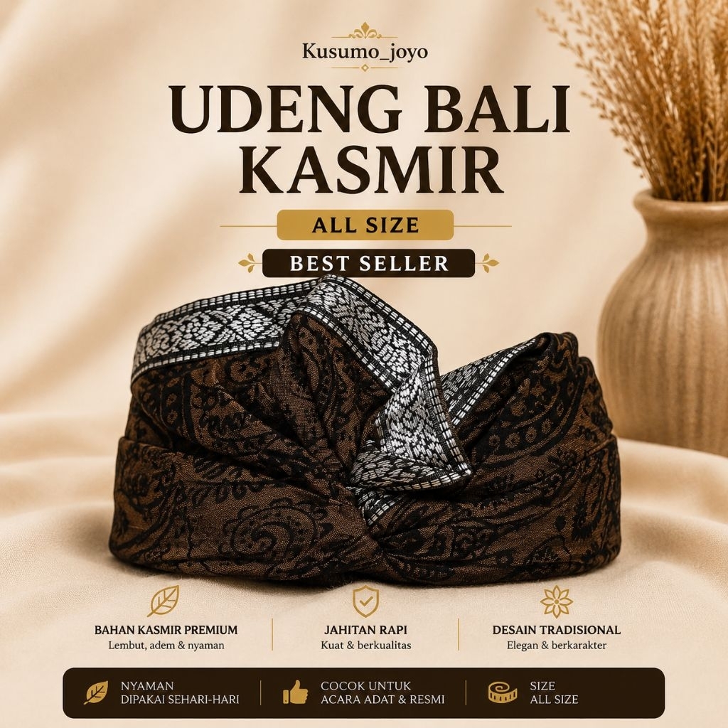 Udeng Bali Jadi Motif Batik Kasmir Destar Adat Tradisional Pria