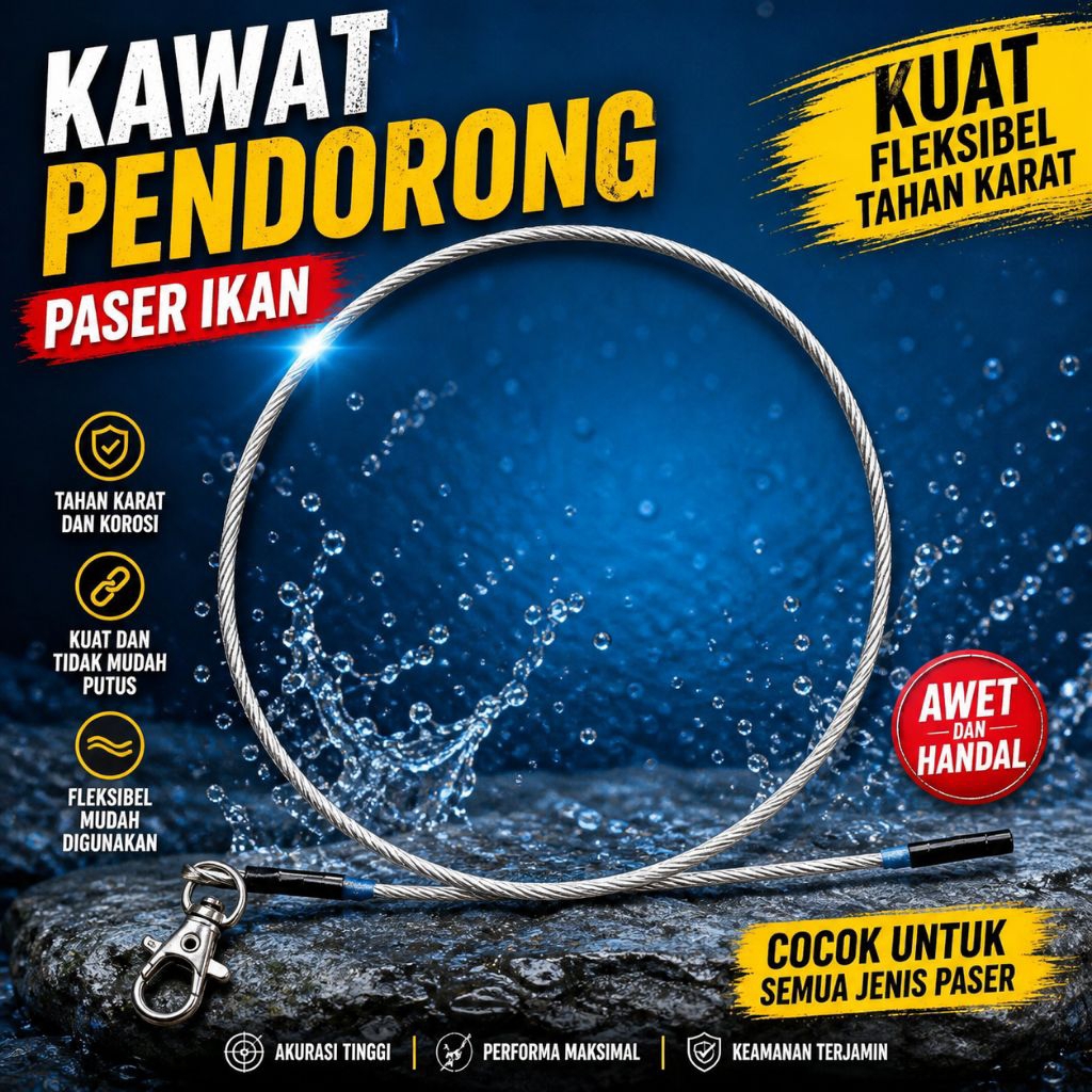 Kawat Pendorong Paser Ikan mata 6mm ukuran 60 cm