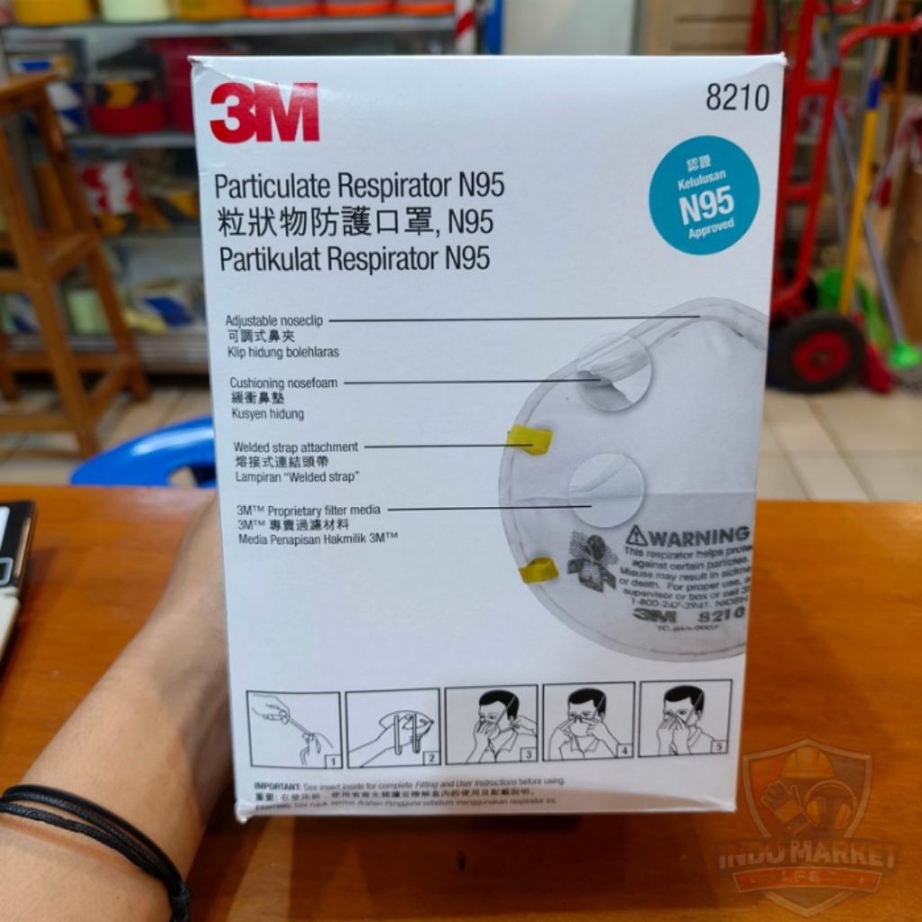 N95 8210 Masker N95 8210 3M Isi 20 Pcs Per Box Perlindungan Debu