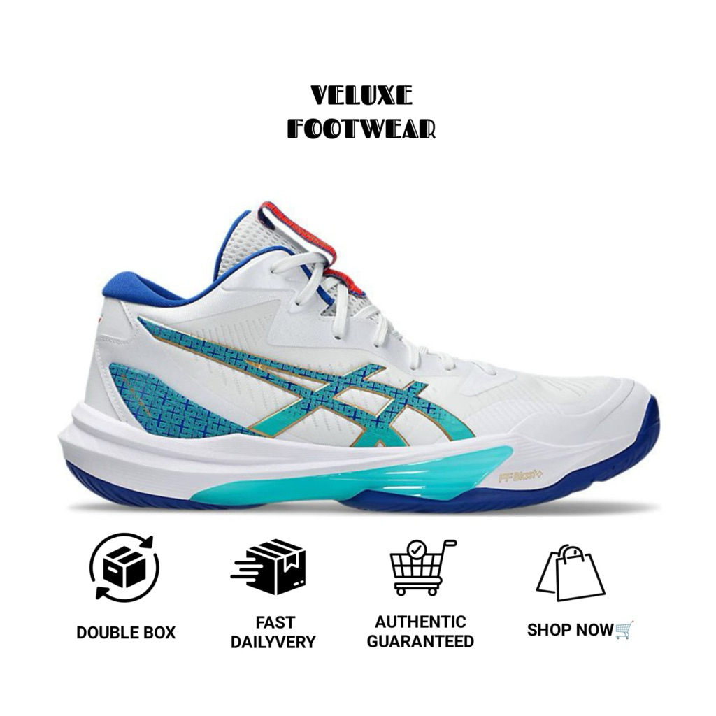 Asics Sky Elite FF MT 3 White Blue Volleyball Shoes