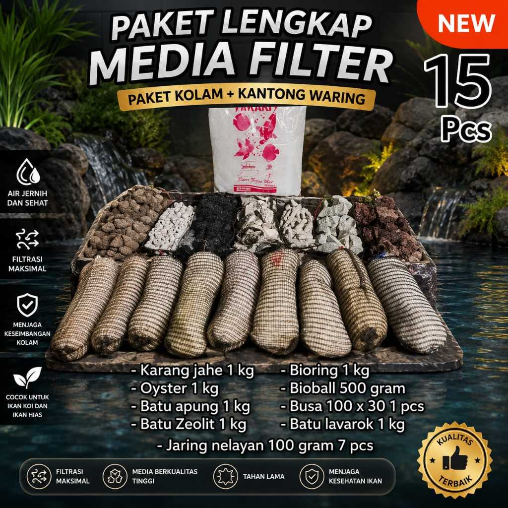 Paket Media filter kolam koi siap pakai/15pcs/paket media filter kolam koi komplit