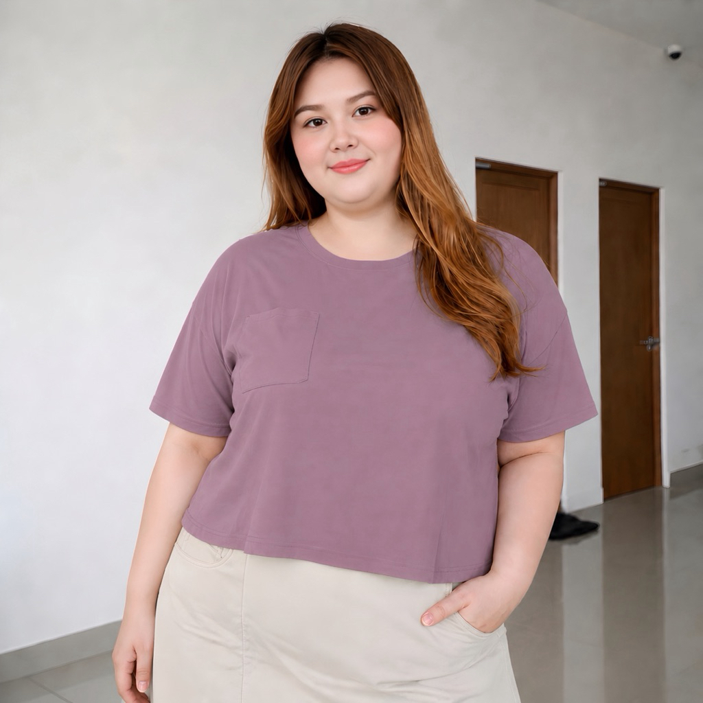 KANITA Kaos Croptop Oversize Oneck Polos Combed Wanita