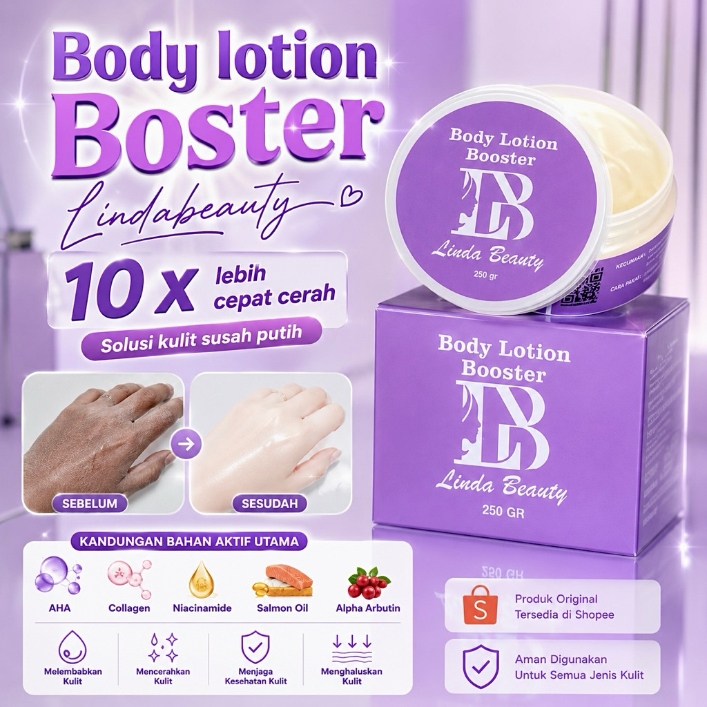 LINDA BEAUTY HB Boster Pemutih Badan Terbaik | Mencerahkan, Melembapkan, Wangi Seharian
