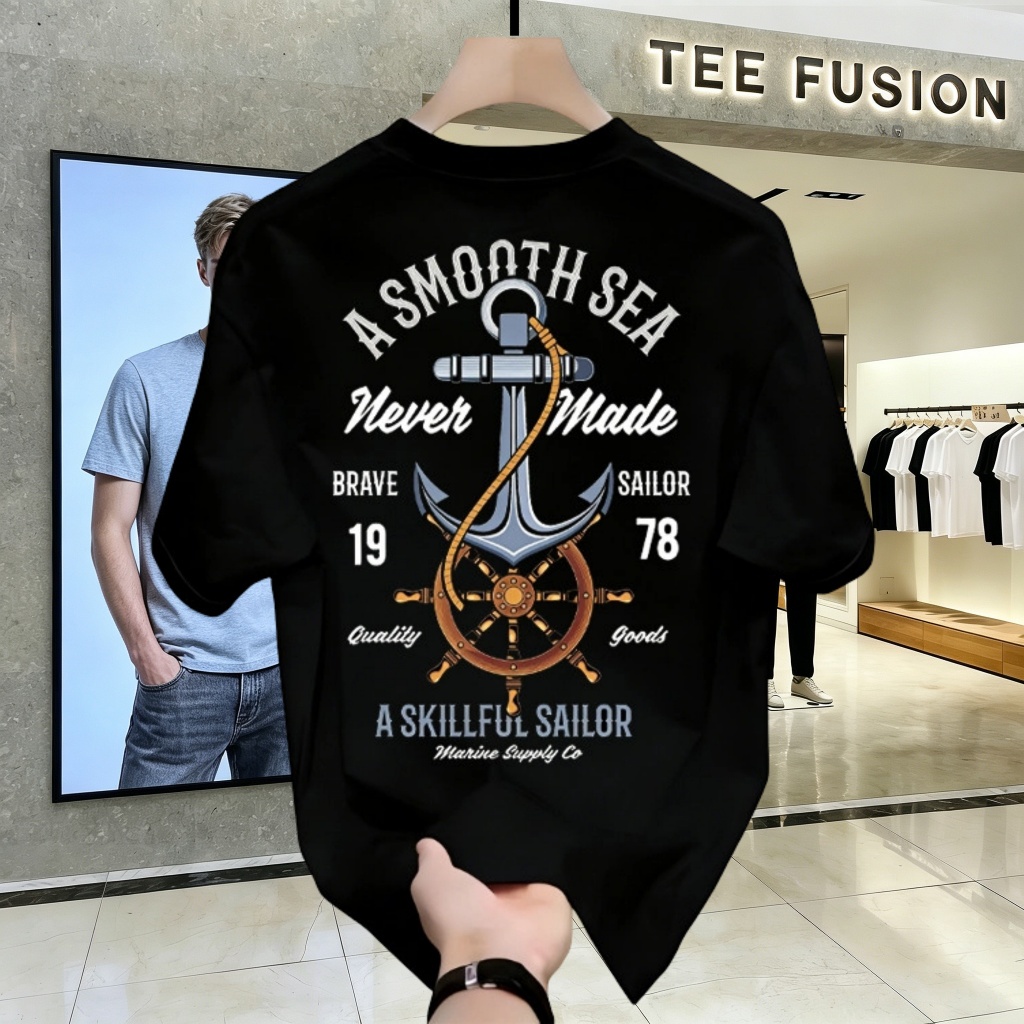 (COD)Boxy Kaos Anchor - JANGKAR KAPAL |Baju Kaos Pria Angka - Kaos Katun Kerah Bulat Lengan Pendek T